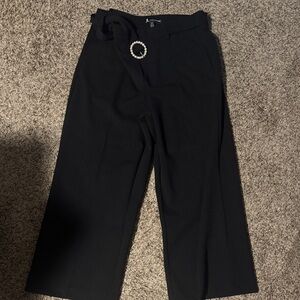 Jules & Leopold Black High-Waist Wide Leg Trousers with Pearl Accent Belt